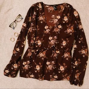 Forever 21 Maroon Wrap Flower Top